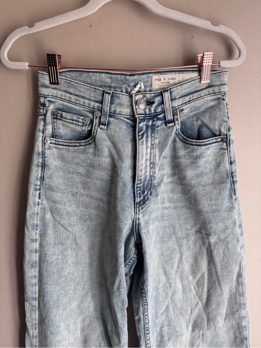 Rag & Bone Andi High-Rise Ankle Wide Leg Cecilia Light Blue Jeans 24 - Picture 3 of 14